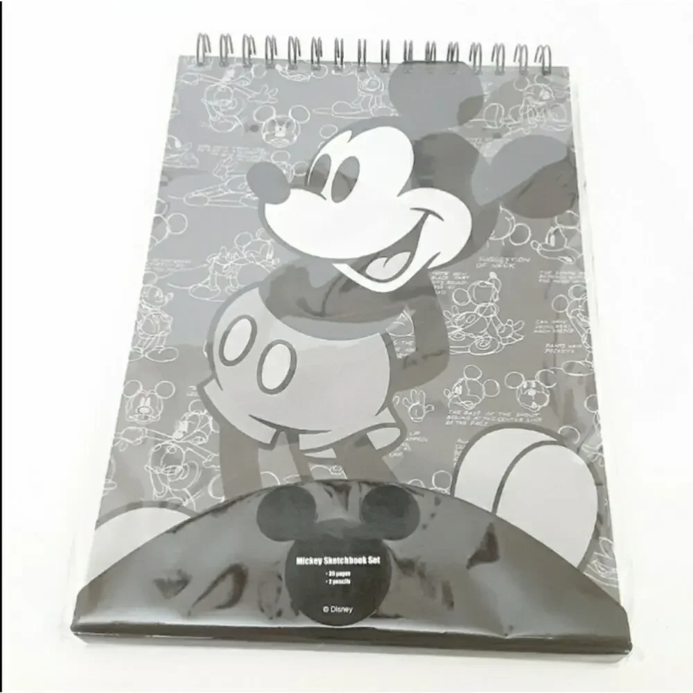 Disney Parks Mickey Mouse Notebook Spiral Bound Sketchbook Set with Pencils NWT